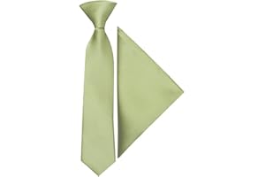 TIES R US Pre Tied Sage Green Satin Boys Tie and Pocket Square Set Age 4-7