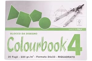 Colourbook C4 - Album da Disegno, Formato 24x33 cm, 220 gr/mq, 20 Fogli riquadrato 24x33 cm