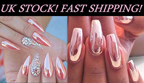 * Kostenloser Versand * feine Rose Gold Pink Nägel Effekte Spiegel Puder chrom Pigment Magic Staub UK, rose gold