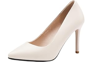 Jamron Donna Vera Pelle 5CM/7CM/9CM Tacchi a Spillo Elegante Decolletè Scarpe a Punta Ufficio Scarpe da Lavoro