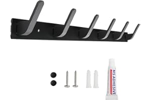 Sevenpers Percheros Pared, Perchero de Pared Originales Moderno con 6 Ganchos para Entrada, Cocina, Baño, dos Métodos de Instalación