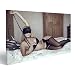 Produktbild islandburner Bild Bilder auf Leinwand Sexy Frau in der Spitzeaugenabdeckung mit Peitsche auf Bett, BDSM Wandbild, Poster, Leinwandbild KQA