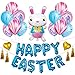 Produktbild Cooljun Deko Ostern Ballon Dekoration Set, Enthalten Bunny Muster Ballons Bunte Ballons für Ostern Party Lieferungen 1 Riesiger fröhlicher Oster-Folien-Luftballon aus der Serie „Lovely Easter“ (Blau)