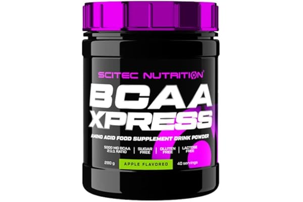 Scitec Nutrition BCAA Xpress, sans sucre, gluten et lactose, 5g de BCAA purs, récupération et croissance musculaire, ratio d'acides aminés 2:1:1, aromatisé et facile à mélanger, 280 g, Pomme