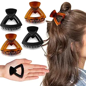 BIRDWARE hair Clips For Women 4Pcs Claw Clips Butterfly Clips hair Accessories For Girls Fancy Korean Clutch Stylish hair Clip Women Accessories Medium hair clutchers Brown and Black Colour