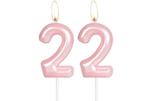 MCISKIN Hot Pink Happy 22nd Birthday Candle,Pink Number 22 Candle,Birthday Cake Candle Decorations,Cake Candles Cake Toppers for Girls Women,Wedding Anniversary