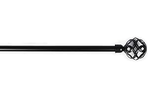 Acomoda Textil – Barra de Cortina Extensible 120x210 cm, Barra Universal Decorativa de Metal Remate Bola. Ideal para Dormitorio, Salón, Cocina y Oficina. (Negro)