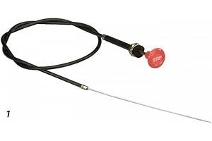 Ama Tige d'arrêt pour moteur tracteur avec bouton rouge "S" - longueur câble 1200 mm et gaine de protection 1000 mm, fabriquée en Italie