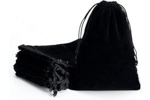 SECALIFE 10 Pcs Big Velvet Drawstring Bags Jewellery Bags, Black Velevet Jewellery Pouches for Gifts, Party Favors 15 x 20 cm