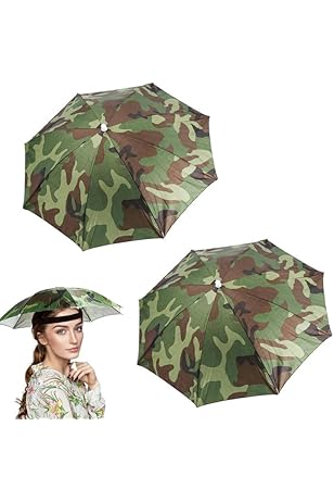 Cappello Ombrello Testa Impermeabile, Design (Arcobaleno/Mimetico)