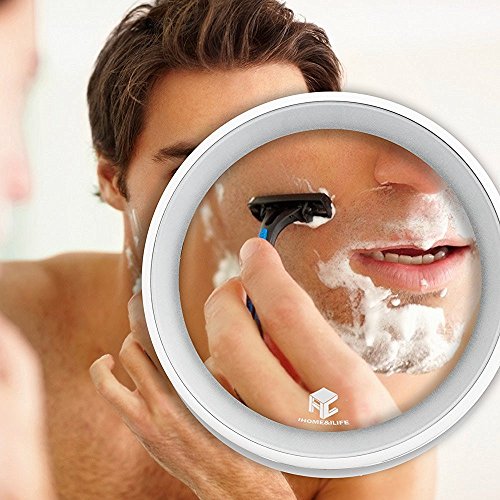 Kosmetikspiegel mit LED Beleuchtung,iHome&iLife LED Beleuchtung Badspiegel Drehspiegel Lade Saugnapf Spiegel 7-Fach Schminkspiegel Rasierspiegel Kosmetikspiegel Im Badezimmer Für Bad Dusche - 6