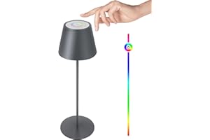 FUYO Lampada da Tavolo Senza Fili, Lampada da Tavolo LED Ricaricabile, Touch Lampada da Comodino in Metallo, 8 Cambi di Colore, Protezione IP54, Dimmerabile, Adatta per Interni/Esterni