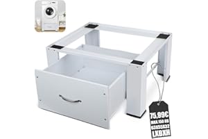 ‎VRIETINA Untergestell für Waschmaschinen Sockel zum Trockner mit Schubladen - 63x54.5x32 cm - bis 150 kg - Stabiler Rutschfesten Podest aus Stahl, Erhöhung Unterbau für Kühlschrank, Rockner, Gefrierschrank