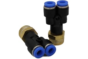 CNCTEC Raccord pneumatique en Y 1/2" - 6 mm IQS - Raccord en Y - Pièce en T pour air comprimé