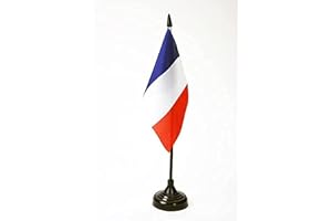 AZ FLAG - France Table Flag 4'' x 6'' - French Office Mini Banner 100% Polyester 15 x 10 cm - Mini Desk Flag with 10'' Pole and Black Plastic Base