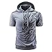 Produktbild Challeng Herren Gedruckt mit Kapuze Sweatshirt, Lässige Bluse Herren Sport Beach Schwimmen Fitness Herren Hemd Polo Herren Sommer T-Stücke 3D Druck T-Shirt Freizeitshirt Tops (M, Grau)