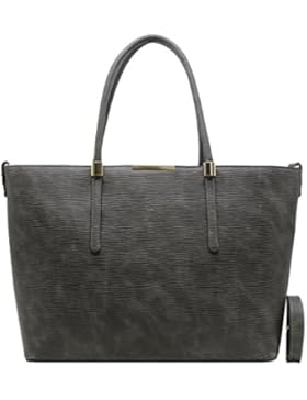 CRAZYCHIC - Damen Handtasche mit Goldplatte - Gestreifter Leder imitat - Große starre Tasche - Henkeltasche -...