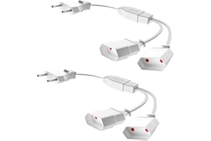 2Pack EU Verlängerungsstecker Verlängerungskabel, PABANCE EU Stecker, 2 in 1 Steckdosenadapter mit Flexible Kable, 2.5A/250V, Euro Konverter Buchse für Computer TV PC Phone（Weiß）