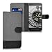 Produktbild kwmobile Hülle für Motorola Moto E3 - Wallet Case Handy Schutzhülle Kunstleder - Handycover Klapphülle mit Kartenfach und Ständer Grau Schwarz