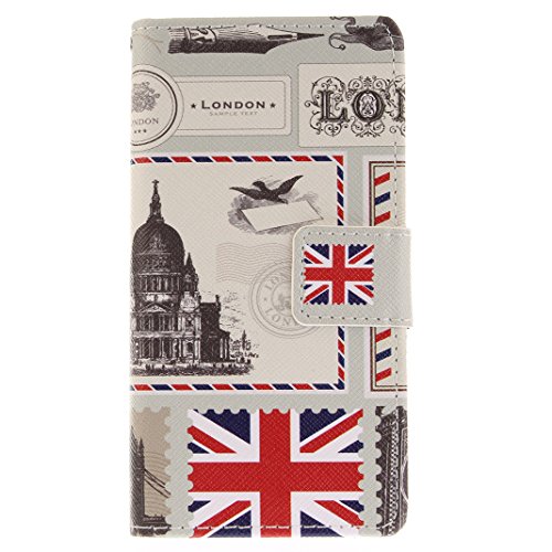 Sony Xperia X Compact Lederhülle, Asnlove PU Ledertasche Schutzhülle + Weich Hülle Stand Feature Flipcase Tasche Leather Case mit Standfunktion Tablet Etui mit Karte Slots für Sony Xperia X Compact (nur für Xperia X COMPACT geeignet ) – London Umschlag - 2