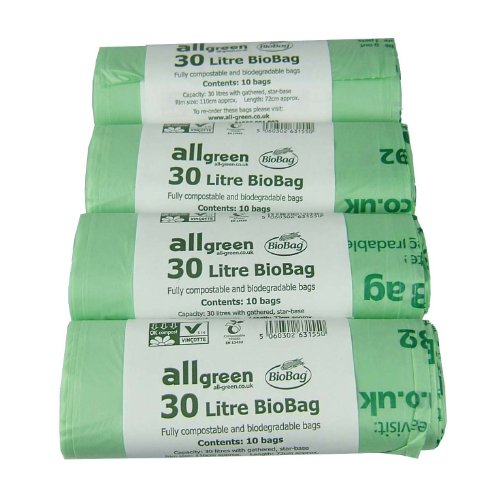 All-Green 30 Liter kompostierbarer BioBag Mülltonnensack, 40 Müllsäcke