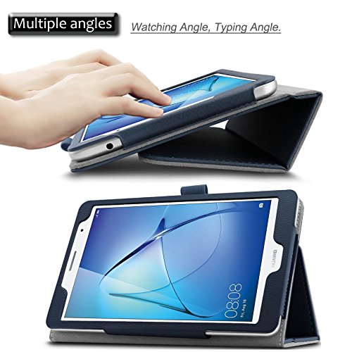 Huawei MediaPad T3 8 8-Inch Hülle Case, Infiland Slim Fit Folio PU-lederne dünne Kunstleder Schutzhülle Cover Tasche für Huawei MediaPad T3 8-Inch IPS Tablet(Dunkleblau) - 3