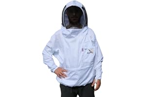 Best Bee vareuse Apiculteur en Tissu Épais et Coton de haute qualité, à enfiler, Capuche cofortable et fixe, Poches Pour Outils - Veste Apiculture anti guêpes & abeilles à enfiler (L)