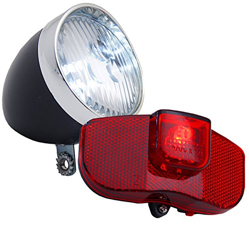 LED Hollandrad Matt Schwarz Fahrradbeleuchtung Set Rücklicht Scheinwerfer, Fahrradlampen