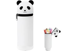 Guyode Trousse Ecole 2 en 1 en Silicone Souple Kawaii, Panda Pochette de Stylo, Étui en Silicone Souple pour L'école, Thème Panda Porte-Plume, Étui pour Fournitures Scolaires de Grande Capacité (A)