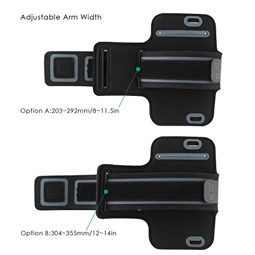 AUKEY PC-T4 Fascia da Braccio Sportiva Universale 5'' con Cinturino regolabile per Smartphone meno di 5 pollici come iPhone 6 / 5s / 5c / 5 , Samsung , HTC , Xiaomi , Huawei ecc per Jogging / Palestra / Running, Nero