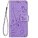 Produktbild Qjuegad Kompatibel mit Samsung Galaxy A40 Hülle Leder Handhülle Schmetterling Muster Ledertasche Flip Wallet Cover Case Brieftasche Etui Schutzhülle Handytasche für Samsung Galaxy A40,Lila