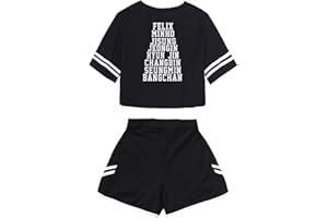 JUNG KOOK Kpop Stray Kids Shirt + Shorts Set Merch Hyunjin Felix Leeknow Bangchan Changbin Seungmin Shorts T-Shirt Tee
