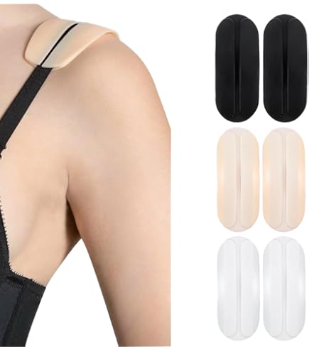 Lot De 6 Paires De Coussinets En Silicone Pour Bretelles De Soutien-gorge - Anti-glisse, Confortables - Chair, Blanc, Noir - Soulagent Les Douleurs D'épaules