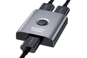 SOOMFON - Interruttore HDMI 4K 60Hz - Splitter HDMI bidirezionale in alluminio, 1 ingresso, 2 uscite o 2 in 1 uscite, manuale, supporta 3D 1080p, Plug and Play per PS4, PS5, Blu-Ray HDTV