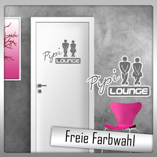 PIPI LOUNGE - 30cm x 20cm - TÜR AUFKLEBER in Dunkel Grau