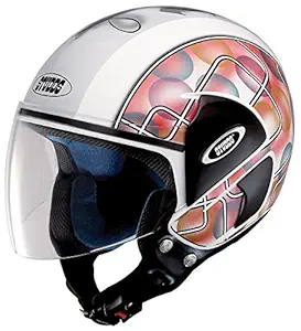 Studds CUB D2 Open Face Helmet with Bubble Sticker (White, L)
