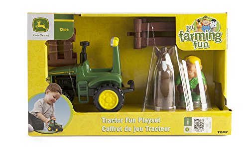 TOMY John Deere Spaß mit dem Traktor Spielset - Bauernhofset zum Spielen für drinnen und draußen - für Kleinkinder ab 12 Monate