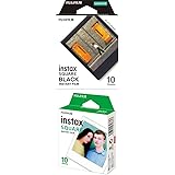 Fujifilm Instax Square Black Frame, Film Pellicola Istantanea, Formato Quadrato, 62x62 mm, Confezione da 10 Foto, Bordo Nero 