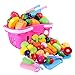 Produktbild HYZH 37 Stück Küchenspielzeug Schneiden Obst Gemüse Lebensmittel Küche Rollenspiele Spielzeug Set mit Korb Rosa