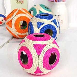 PSK PET MART Cat Scratching/Chewing Ball Toy with Tinkle Sound Bell Inside The Ball (Diameter-5 inches)