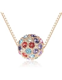 GoSparking Oro bola de discoteca del cristal 18K Rose plateó el collar pendiente de la aleación con el cristal austríaco para las mujeres