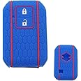 Happyit Silicone Car Key Cover Cases for Suzuki Swift Sport Ertiga XL7 Accurate Wagon R Ignis 2 Buttons Keyless Remote Control Accessories (Blue)