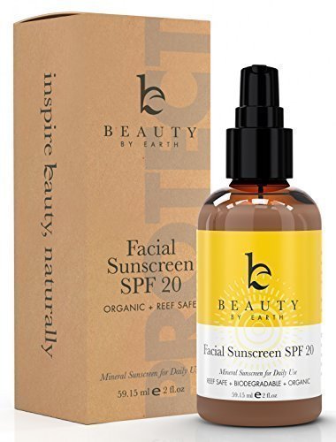 Facial Sunscreen - Beauty by Earth Face Moisturizer with SPF 20 - Organic & Natural Ingredients, Physical and Mineral Sun Block - Matte for All Skin Types - Reef Safe and Made In USA
