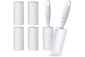 Oiamker Lint Roller, 6 Rolls with 2 Dispensers, 1 Dust Cover, Extra Sticky Lint Roller, Clothes, Lint Roller for Clothes, Hair, Cat Hair, Dog Hair, 60 Sheets/Rolls