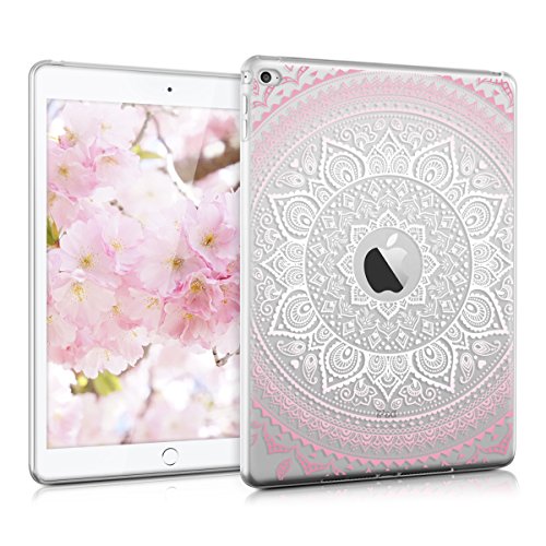 kwmobile Hülle für Apple iPad Air 2 - Case Handy Schutzhülle TPU Silikon für Tablet - Backcover Cover klar Rosa Weiß Transparent