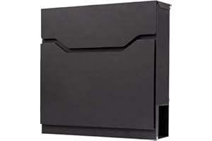 ‎BRASQ BRASQ Briefkasten anthrazit PB300 Premium, Elegante letterbox aus pulverbeschichtetem Stahl, Langlebiger und stilvoller Postkasten, Zeitungsfach mit Klappe, wasserdicht und mit Zylinderschloss