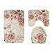 Produktbild Nuamoor 3D-Druck-Toiletten-Matten-dreiteiliges Polyester-rechteckiges Badezimmer-Toiletten-Rutschfester saugfähiger Teppich stellte 45X75Cm Ölgemälde-Blume EIN