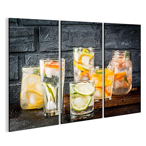 Islandburner Bild Bilder Auf Leinwand Gesunde Cocktails Des Sommers Satz Verschiedene Zitrusfrucht Hineingegossenes Wasser Limonaden Ode Wandbild - 