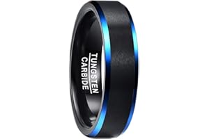 NUNCAD Bague pour Homme Femme Argent/Noir en Tungstène, Alliance Anneau Simple pour Mariage, 6/8mm, Matt Brossé