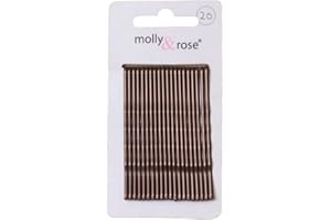 MOLLY & ROSE 20pc Long 6.5cm Kirby Grips Hair Bobby Pins Clips Brown